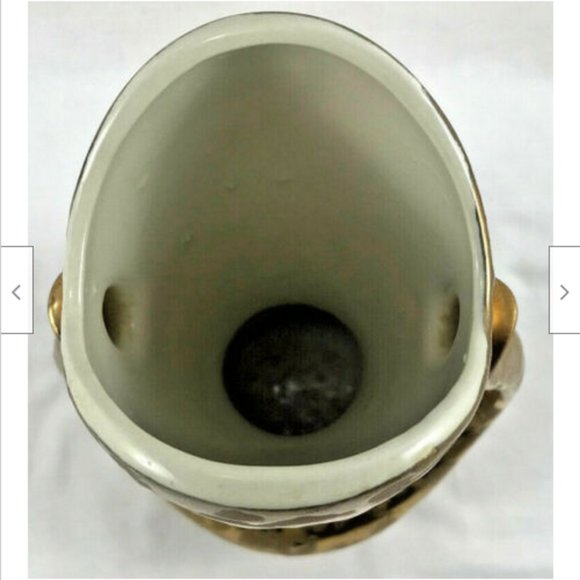 Vtg Weeping Bright Gold 24k USA Dble Handle 9" Fish Mouth Vase Urn Regency Decor - Picture 7 of 9